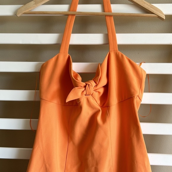 REVOLVE LIKELY Reyn Halter-Neck Dress Mandarin Orange Sun Size 10 - Picture 4 of 16